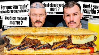 #499 CURIOSIDADES DOS INSCRITOS | COMENDO LANCHE GIGANTE DE COSTELA COM QUEIJO.