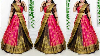 How to convert saree into Lehnga no cutting no stitching/Saree Wearing new styles❤️