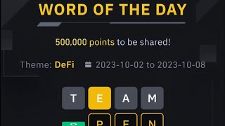 Binance word of the answer today | 4 letter word | Defi theme