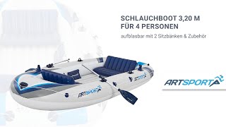 Schlauchboot 3,20 m für 4 Personen, aufblasbar & mit Zubehör ARTSPORT