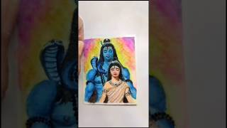 Exploring divinity in this 6cm Shiv-Parvati watercolor painting #shorts #watercolor #ar5arts