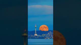 Hunters Moon Over Seattle Washington 10-17-24