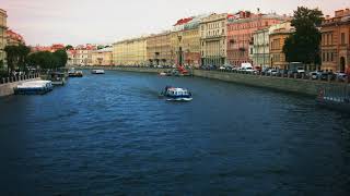 Russia St. Petersburg Fontanka river ships summer tourism