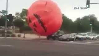 What happens when a 350 pound pumpkin is let loose on the street