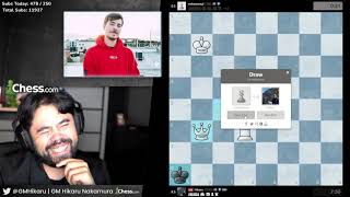 GM Hikaru stalemates with Mr. Beast!