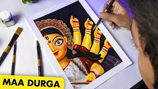 Maa Durga Painting With Acrylic Colours😍| Navratri Special Painting