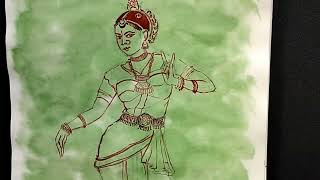 Kuchipudi Dancer watercolor sketch