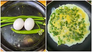 Spring Onion Omelette | Egg Village Cooking | Omelet Recipe #3