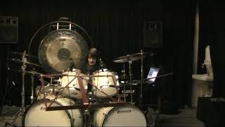 Double bass drum exercises in an improvised drum solo*