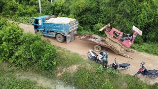 Full Videos Start The New Project Fixing The Road, Operating By KomatSu D20 Bulldozer & 5 T Trucks.