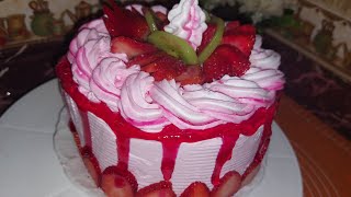 تورته الفراوله 🍓 وابسط  تزين واحلى طعم 🍰#أطيب_الاكلات_مع_نودا