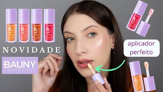 UAU NOVO LIP OIL da BAUNY | Lip Oil Bauny Cereja, Damasco, Avelã e Frapuccino | Lábios