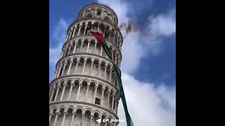 ❗️Enorme bandera palestina desplegada en la Torre Inclinada de Pisa en Italia. #viral