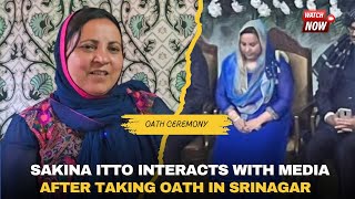 After Taking Oath as Cabinet Minister NC Leader Sakina Itoo Interacts With Media In Srinagar.