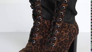 GIANVITO ROSSI 90 leather paneled leopard print suede ankle boots