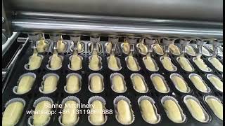 #bakery #sauce sauce and jam spreading production line, cheesecake with jam injecting