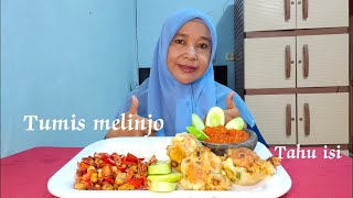 Mukbang tumis kulit melinjo campur tempe dan teri.tahu isi.sambal lalap‼️rasanya mantap ❤️