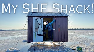 I GOT GIFTED AN ICE SHACK // Meet Shelley The She Shack / Ice Fishing Chesuncook Lake Northern Maine