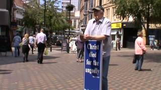 Pastor James R. Hamilton, Street Preaching in Nottingham, June 2015