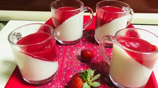 Delicious Strawberry Milk Pudding//Creamy Strawberry Milk Pudding//Easy Strawberry Glass Pudding