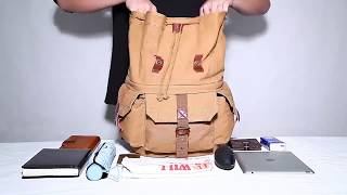 Military Style Canvas DSLR Camera Backpack -- Woosir