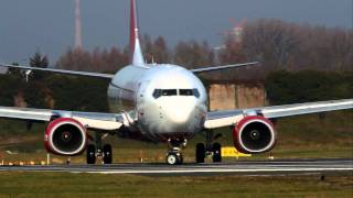 Air Berlin Boeing 737-8K5 D-AHFW takeoff from RWY 09 at City Airport Bremen 20.11.2011