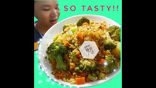 How to make Vegetables fried rice - Cách làm cơm chiên rau củ đơn giản | HNAG79 #33