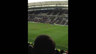 Newcastle fans singing cheer up Steve Bruce at hull