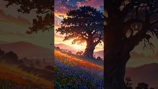 “Enchanting Anime Tree Under a Starry Night | Calm Aesthetic”