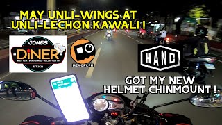 GOT MY NEW HANC HELMET CHINMOUNT | JONES DINER NA MAY UNLI-WINGS & LECHON KAWALI ! | HONDA RS125 FI