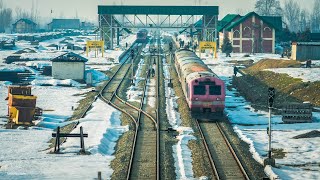 Kashmir Valley Railway - Train Crossing at Qazigund, Kashmir: Winter 2020