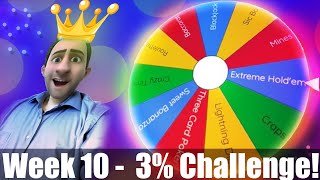 Week 10 3% Challenge- Mystery Wheel of Casino Games Part 2 | MASSIVE LOSS 😢