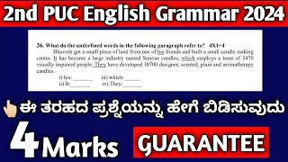 2nd PUC English Grammar 2024 | Underline Words