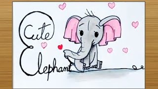 How to draw an elephant | Easy cute cartoon elephant drawing and coloring | Cute Elephant |