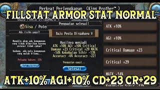 Fillstat Armor Stat Normal | ATK 10% AGI 10% CD 23 CR 29 #toramonline #toramonlineindonesia