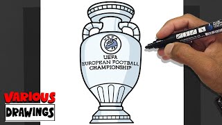 How To Draw UEFA EURO TROPHY 🏆-  Easy