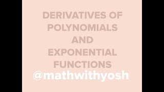 derivatives of polynomials and exponential functions (using differentiation formulas)