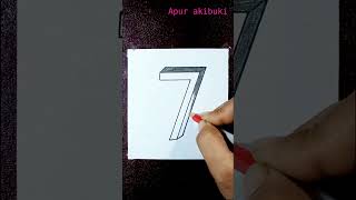 How to draw 3d number '7' | Easy 3d number drawing |#shorts