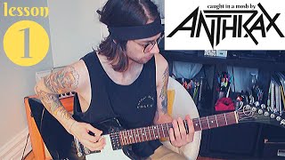 How to play caught in a mosh by Anthrax - Guitar lesson with tabs