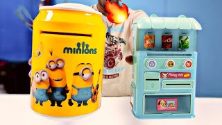 Minions Money Safe Locker and Amazing Vending Machine - Unboxing and Test Peephole View Toys