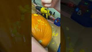 Carving a pumpkin #shorts #dewalt