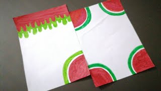 watermelon border design|| border designs for project] Easy and beautiful |#diy #project @Myuniverse