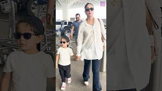 Kareena Kapoor And Jeh Ali Khan Twinning At Airport With Saif Ali Khan And Taimur Ali Khan