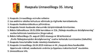 Haapsalu Linnavolikogu istung (29.11.2024)