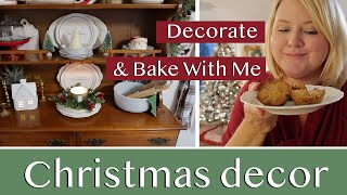 Christmas decorate and bake with me | Mobile home kitchen and hutch Christmas decor