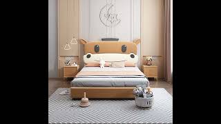 Children's bed, children's soft wrapped bed, solid wood children's bed