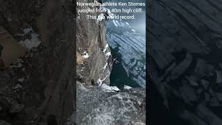 Norwegian athlete Ken Stornes jumped from a 40m high cliff.This is a world record! Respect! #nature