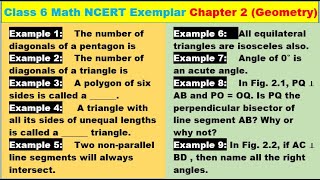 Class 6 Math Ch-2 Example 1 to 9 Math NCERT Exemplar Solution|MATH|NCERT|Geometry|CBSE|Chapter 2|