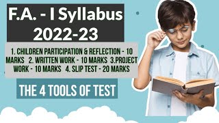 #FA1syllabus2022 F A  1 Syllabus for 1st-10th Classes.. 4 Tools of Formative Assessment