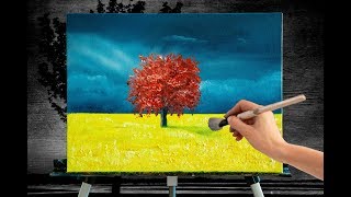 Picture Tree of Life. Ukraine. Beautiful landscape of nature. Painting a landscape in oil